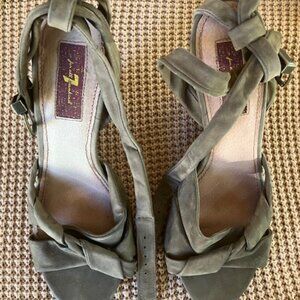 Leather Ankle-Strap Wedge Heels